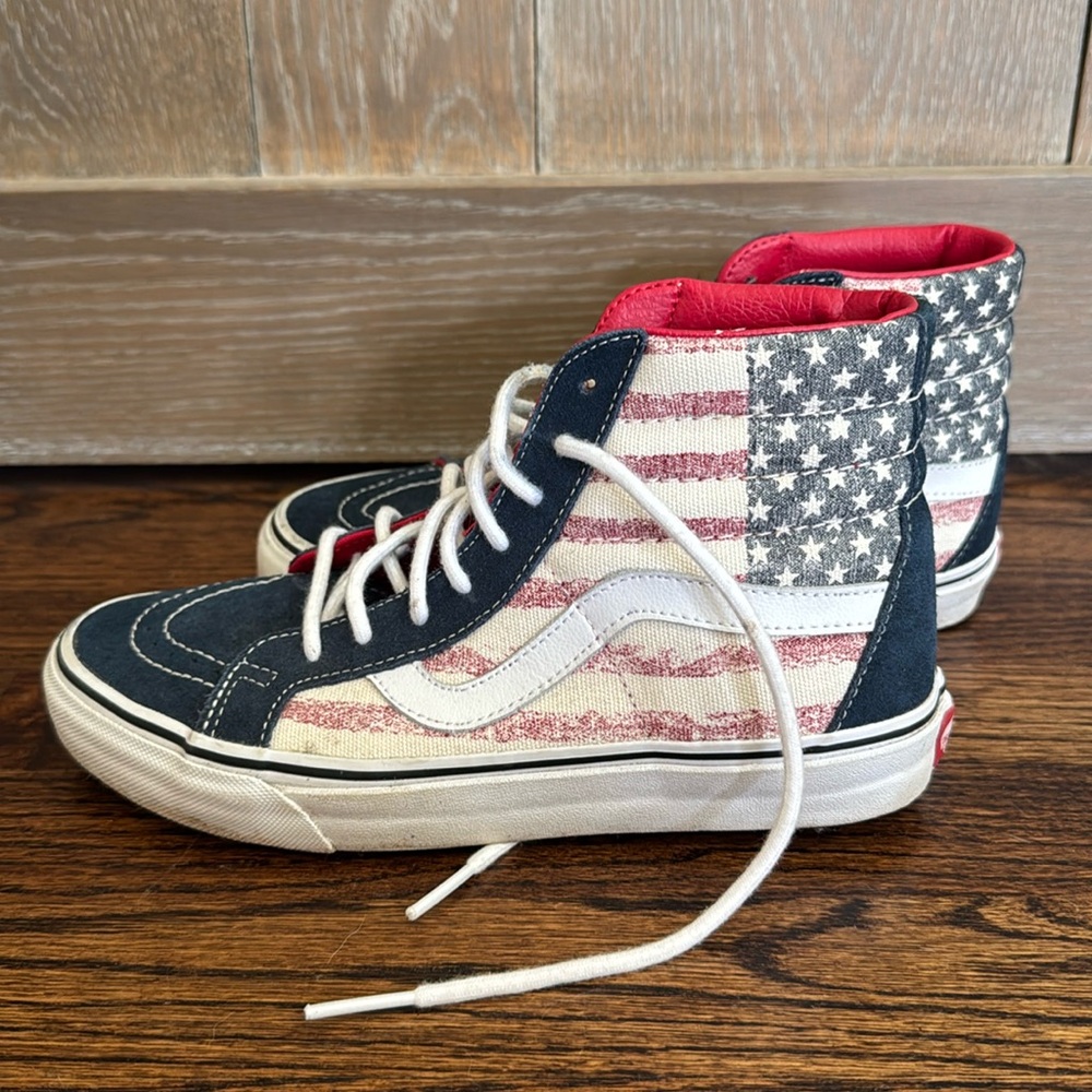 Vans USA Flag Red and Blue Sk8-Hi Sneakers